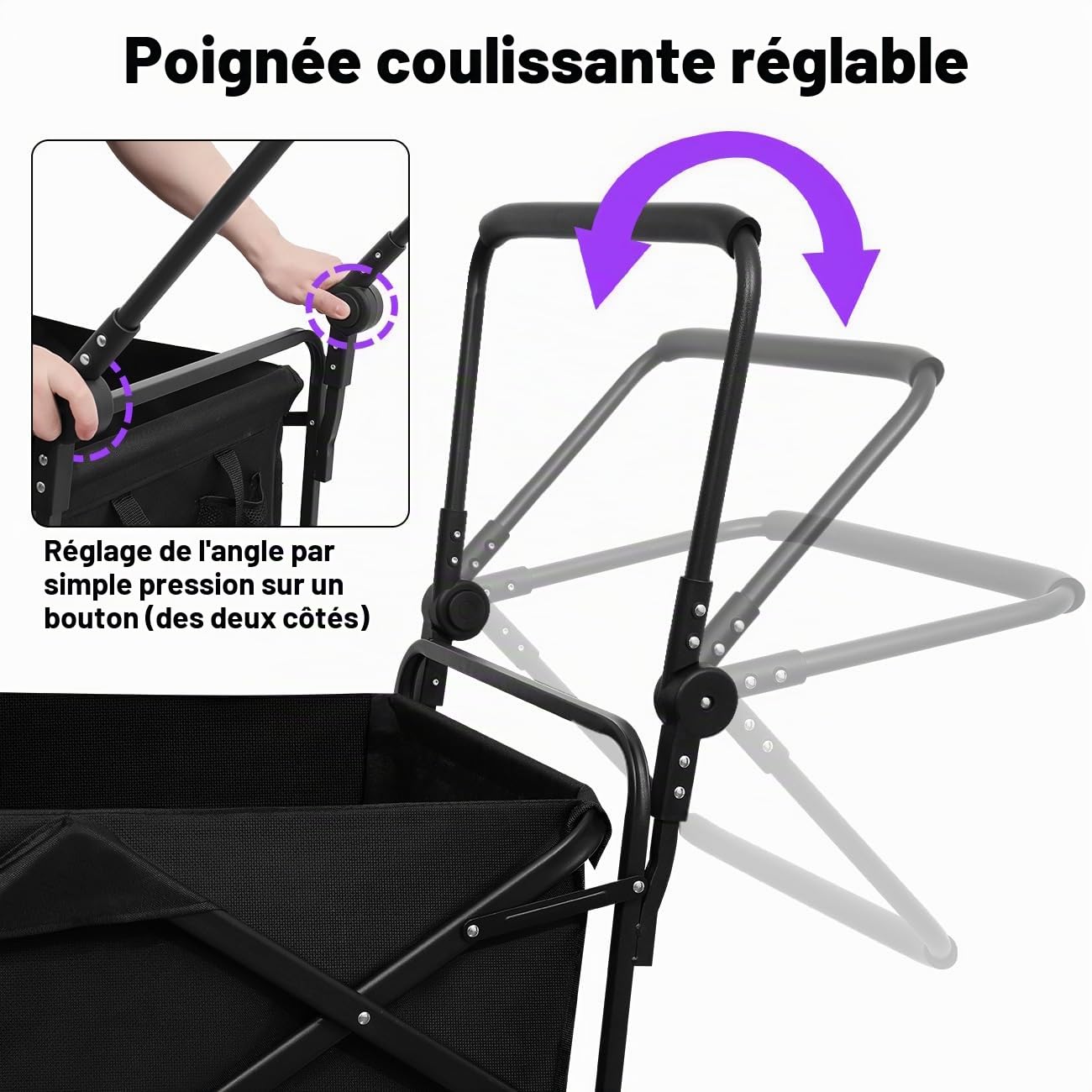 GGW Poussette pour Chien Tout Terrain, pour Chiens de Taille Moyenne à Grande Jusqu'à 50kg, Idéal pour Chiens Âgés et Post-opératoire