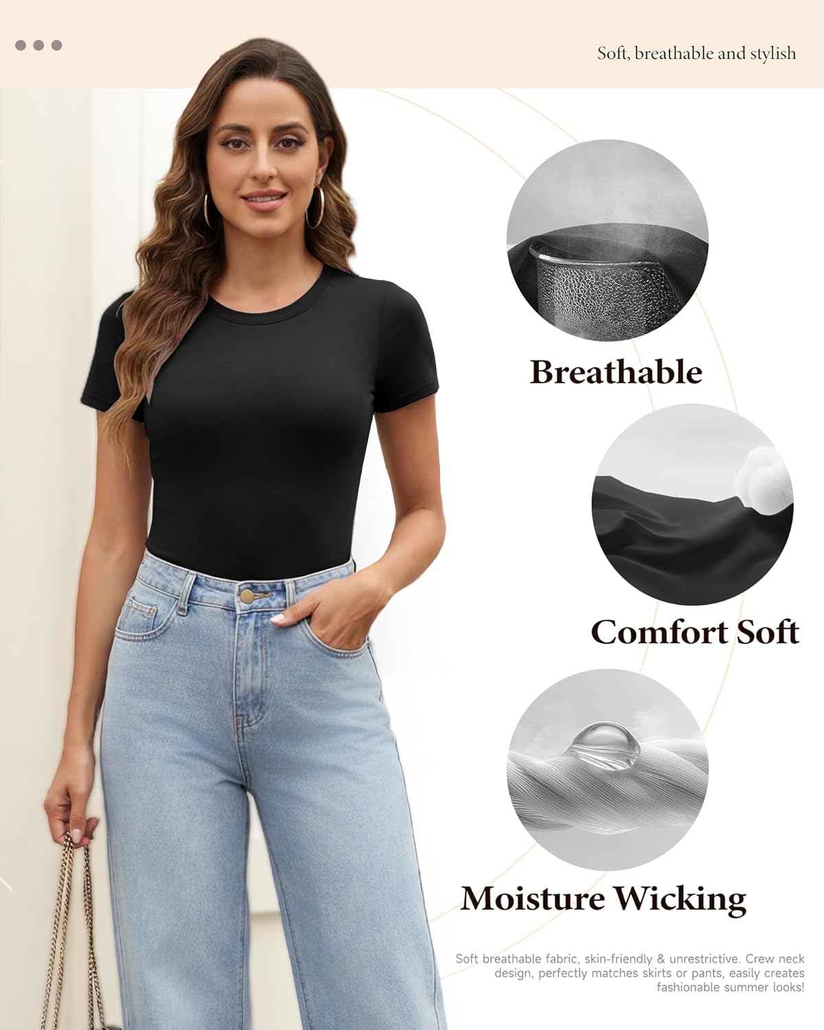 TNNZEET Body Suits for Womens - Short Sleeve Round Neck T Shirts Tummy Control Compression Tops Casual Outfits 2026