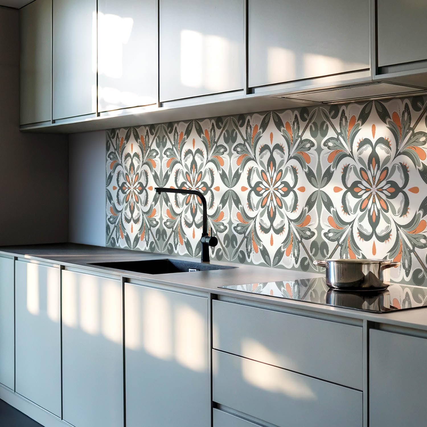 Pannelli Decorativi 120x60 cm Impermeabile Fondo Protettivo Cucina Design Aspetto Moderno Autoadesivo Paraspruzzi Facile da Pulire Durevole - Motivo floreale con foglie