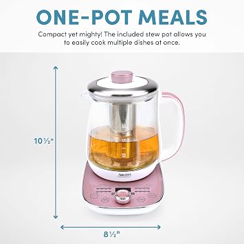 AROMA Professional 1.5L / 6-Cup Glass Digital Electric Tea Maker, Automatic Keep Warm Mode, 16 Different Heat Setting Options, Spill-Free Pouring Spout (AWK-701)
