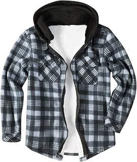 LOIJMK Coat Men's Checked Hooded Jacket Warm Lined Transition Jacket Checked Leisure Jacket with Hood Warm Outdoor Jacket Zip Winter Coat Men Long Sleeve Winter Jacket Sports Jacket