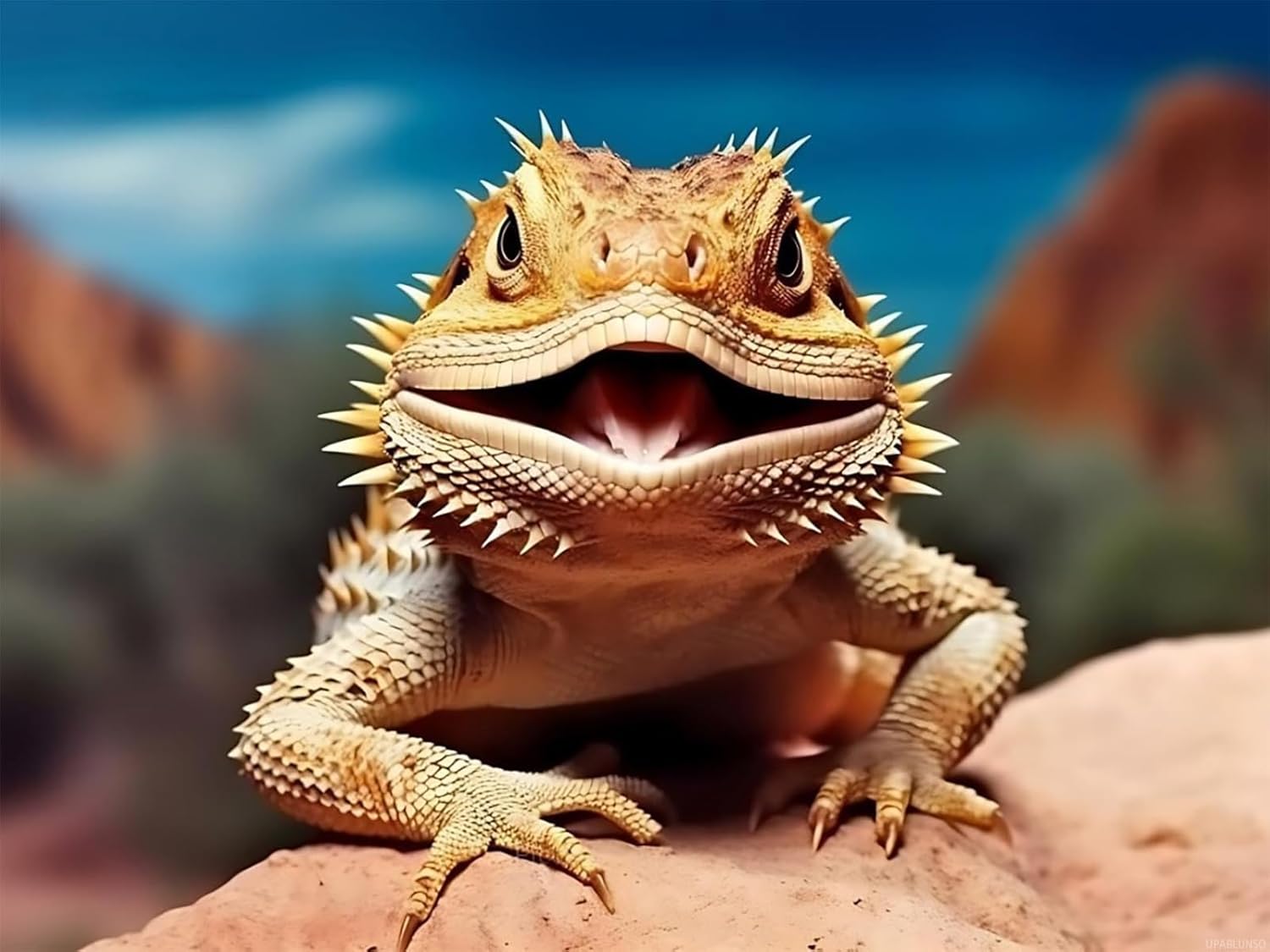 UPABLUNSO 5D Happy Bearded Dragon Smiling Diamond Painting Kits - Lizard Animal Diamond Painting, Full Round Gem Art Kits for Adults Diamond Dots Piant by Numbers Kits 12x16 inch