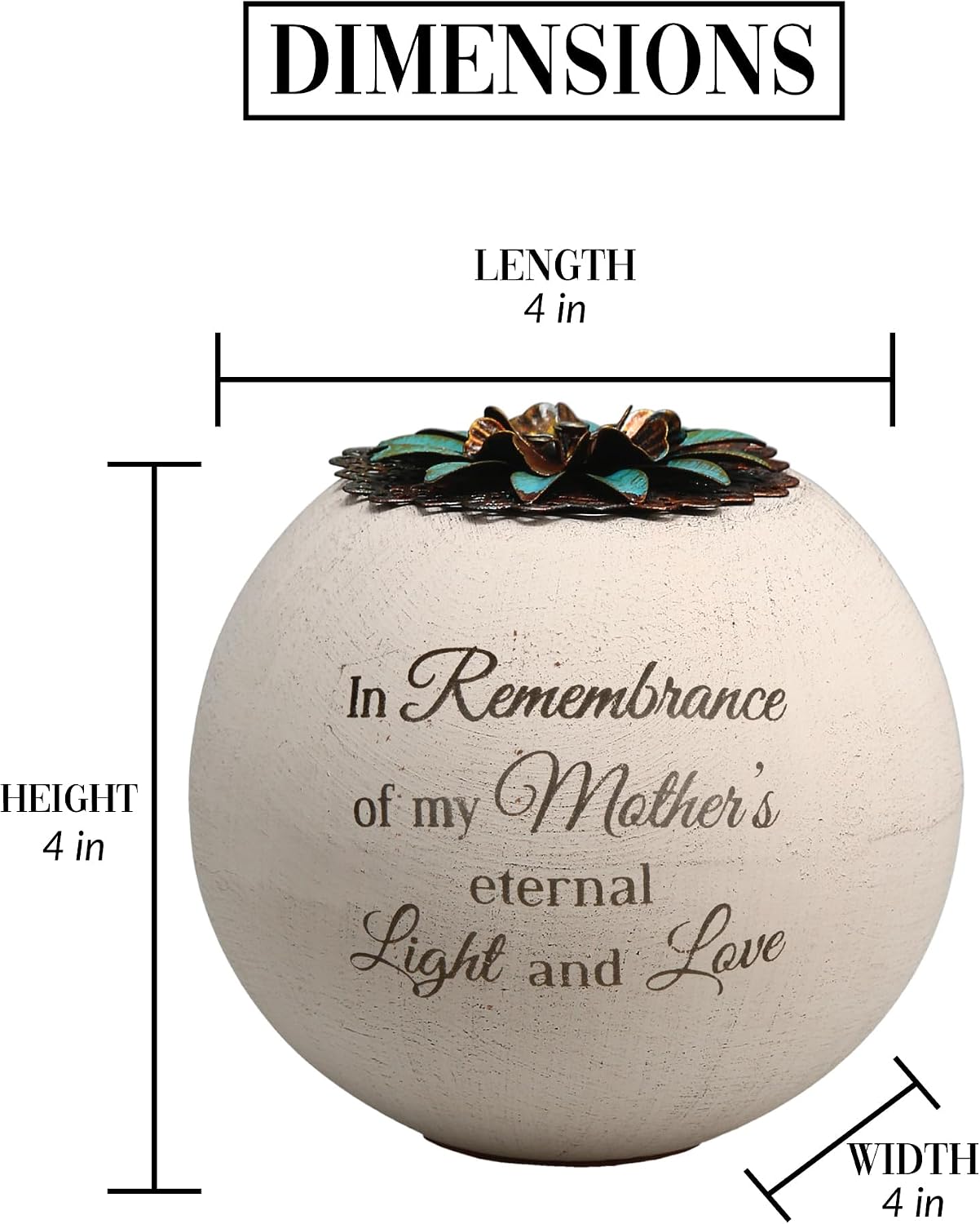 Pavilion Light Your Way Terracotta Candle Holder - in Remembrance of My Mother's Eternal Light & Love Text Design - Bereavement, Memorial Decorative White Candle Holders, 4.5"