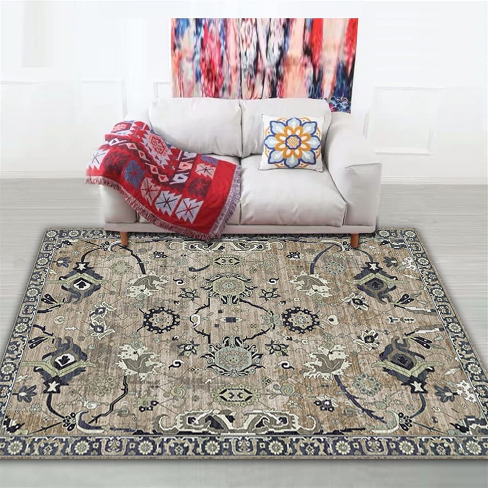 Tapis vert persan 80x120cm vintage lavable pour salon et chambre
