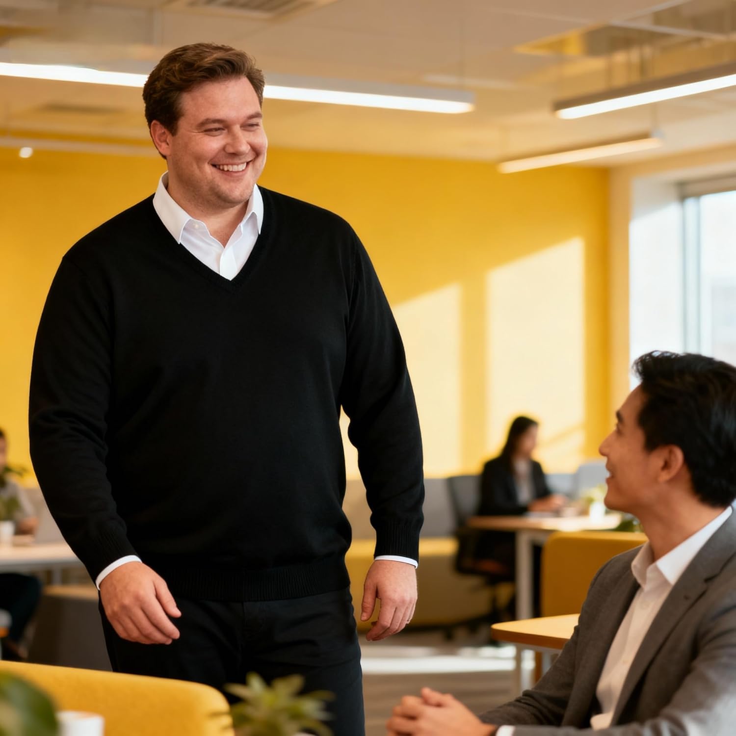 Krumba Mens V-Neck Knit Sweater: Soft Cotton Long Sleeve Pullover - Plus Size for Big Tall - Casual for Fall Winter Office - Image 2