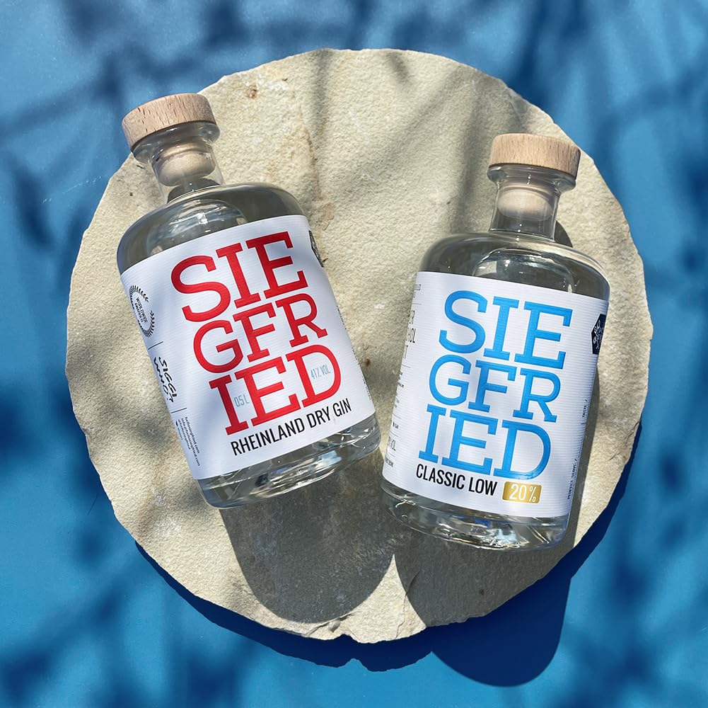 Siegfried Rheinland Dry Gin und Classic Low Set | Weltweit ausgezeichnet | Micro-batch Gin mit 18 Botanicals | 41%/20% | 2 x 500ML