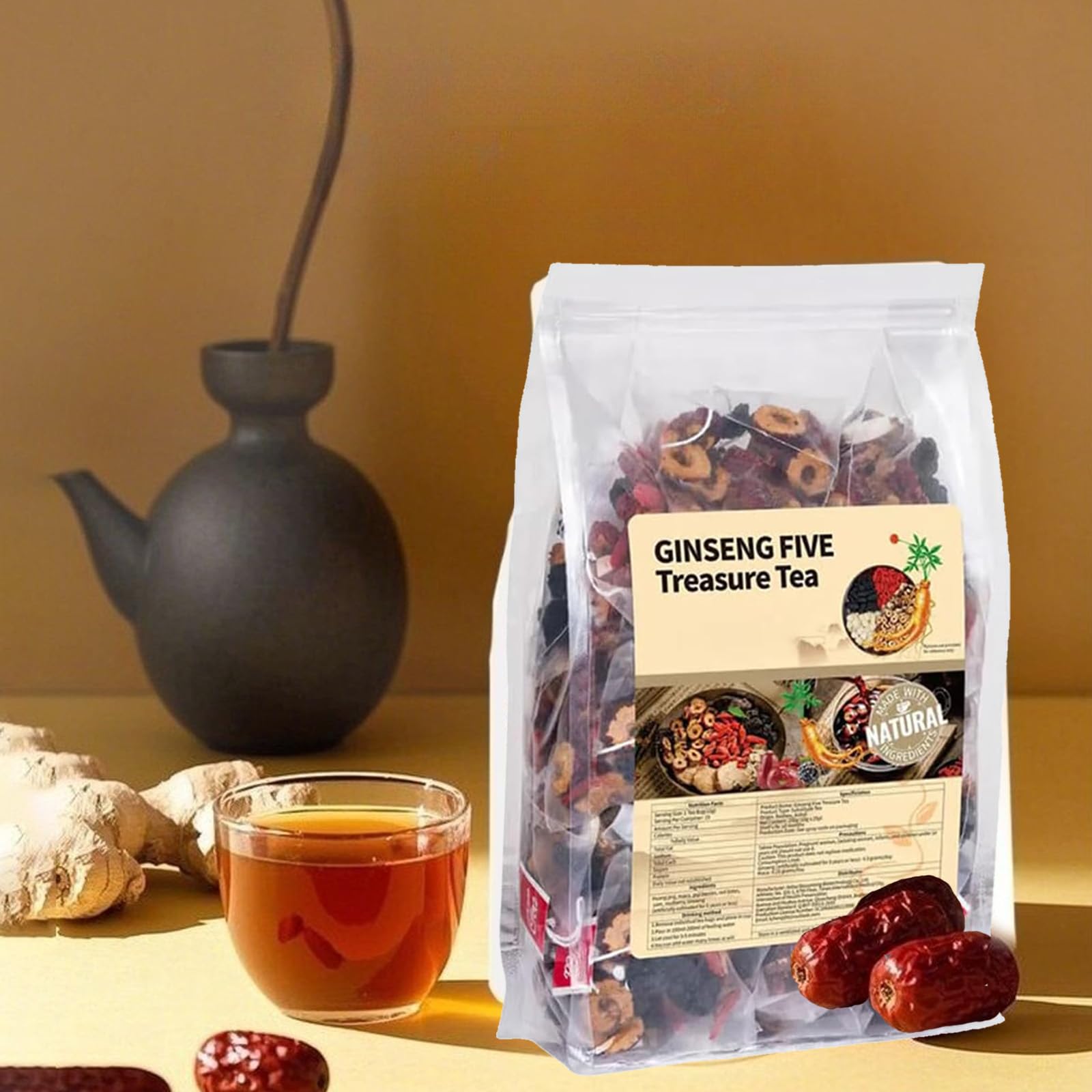 25/50/75/100 Packs Ginseng Five Treasure Tea (3 Bag / 75 Pack)