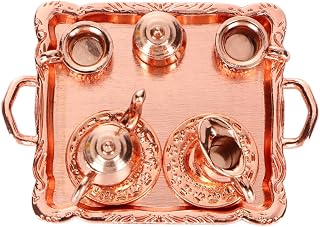 WHAMVOX 1 Conjunto De Mini Móveis Móveis Domésticos Xícaras De Chá Vintage Mini Conjunto De Chá Rosa Bonecas Vintage Casa De Bonecas Sala De Estar Mini Casa Adorno Modelo De Casa De