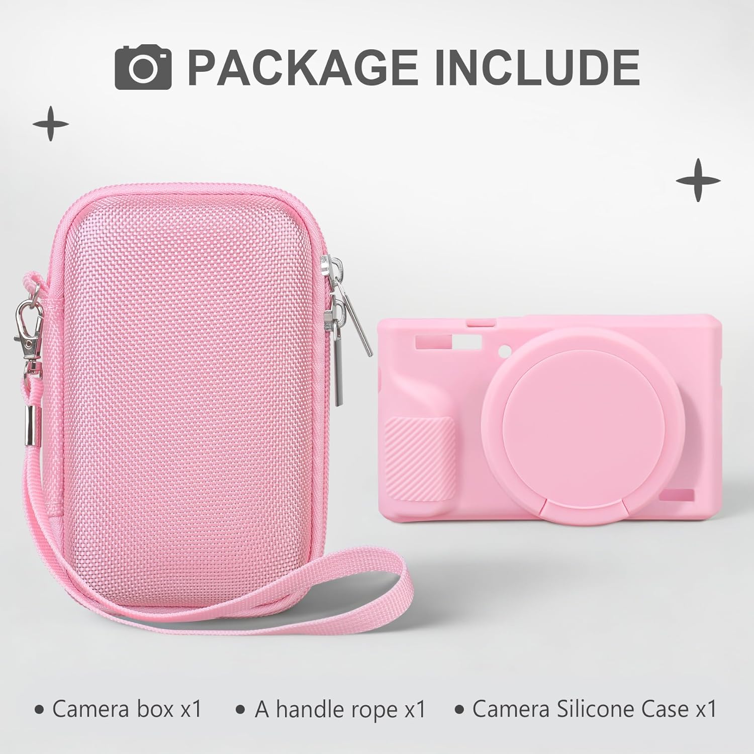 BOVKE Hard Case + Silicone Cover for Canon Powershot G7 X Mark III Digital Camera, Shockproof EVA Storage Bag with Soft Silicone Protective Case, Removable Lens Cover, Wrist Strap, Pink