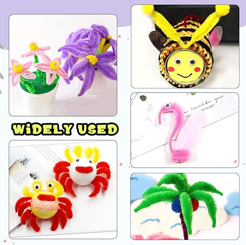 Miniatura 6 de TOAOB - 120 limpiadores de tuberías peludos con baches, 12 colores surtidos, tallos de chenilla, suministros para manualidades, 0.512 in x 12