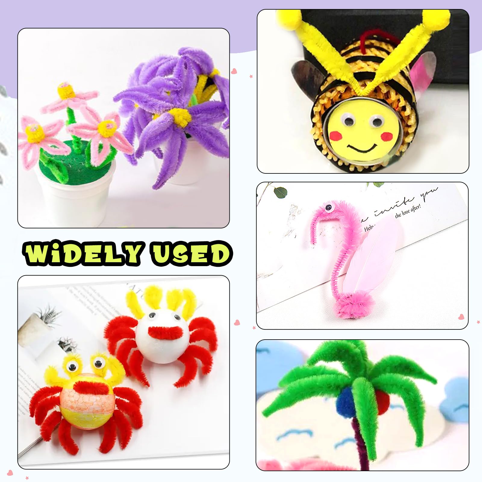 TOAOB - 120 limpiadores de tuberías peludos con baches, 12 colores surtidos, tallos de chenilla, suministros para manualidades, 0.512 in x 12 pulgadas, para decoración de manualidades 6