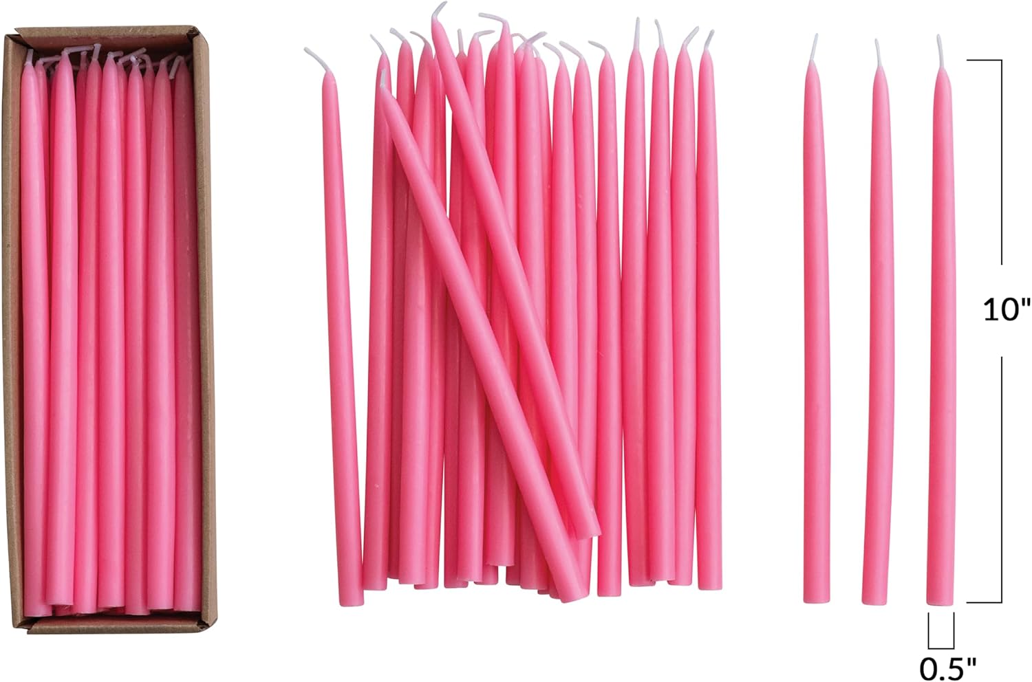 Creative Co-Op 24-Piece Unscented Thin Taper Candles in Box, Pink