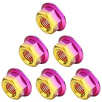 Vista 64 de Titanium DIN6923 M5 M6 M8 M10 M12 M14 M16 - Juego de 6 tuercas hexagonales (paso M8, 0.069 pulgadas, dorado)