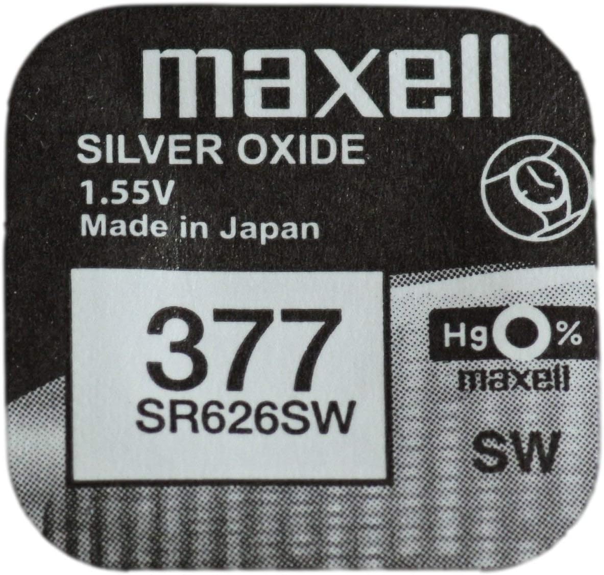 Maxell One (1) X 377 SR626SW SB-AW Silver Oxide Watch Battery 1.55v Blister Packed