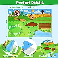 Vista 2 de Juego de tablero de fieltro con temática de granja de animales de Dr.Rapeti 41 piezas para preescolar, tablero ocupado con tema de granja, juego