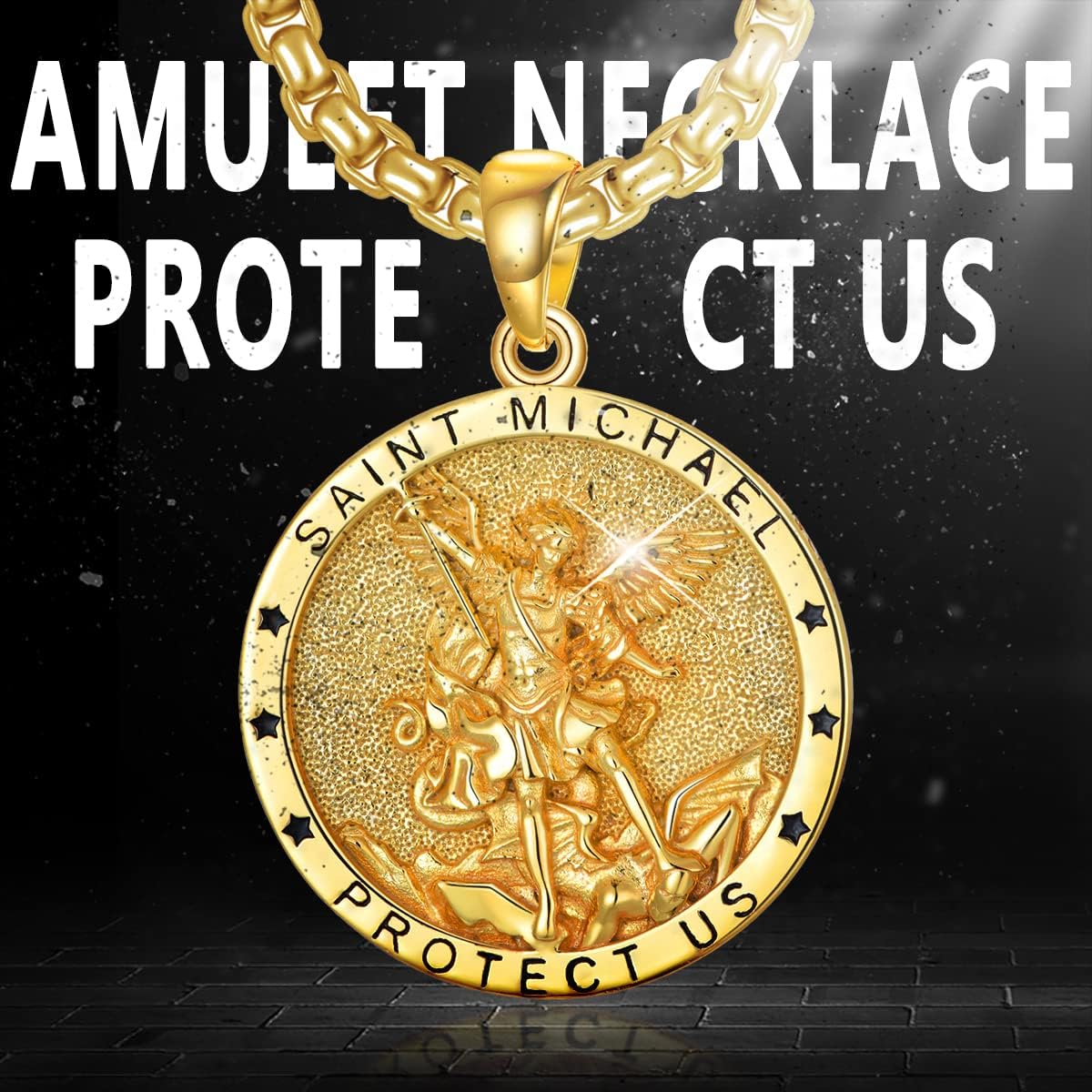 Miniatura 6 de Seiyang Saint Necklace 925 Sterling Silver Amulet Medal Jewelry for Men Women with 2.5mm 22"+2" Rolo Chain (with Gift Box)