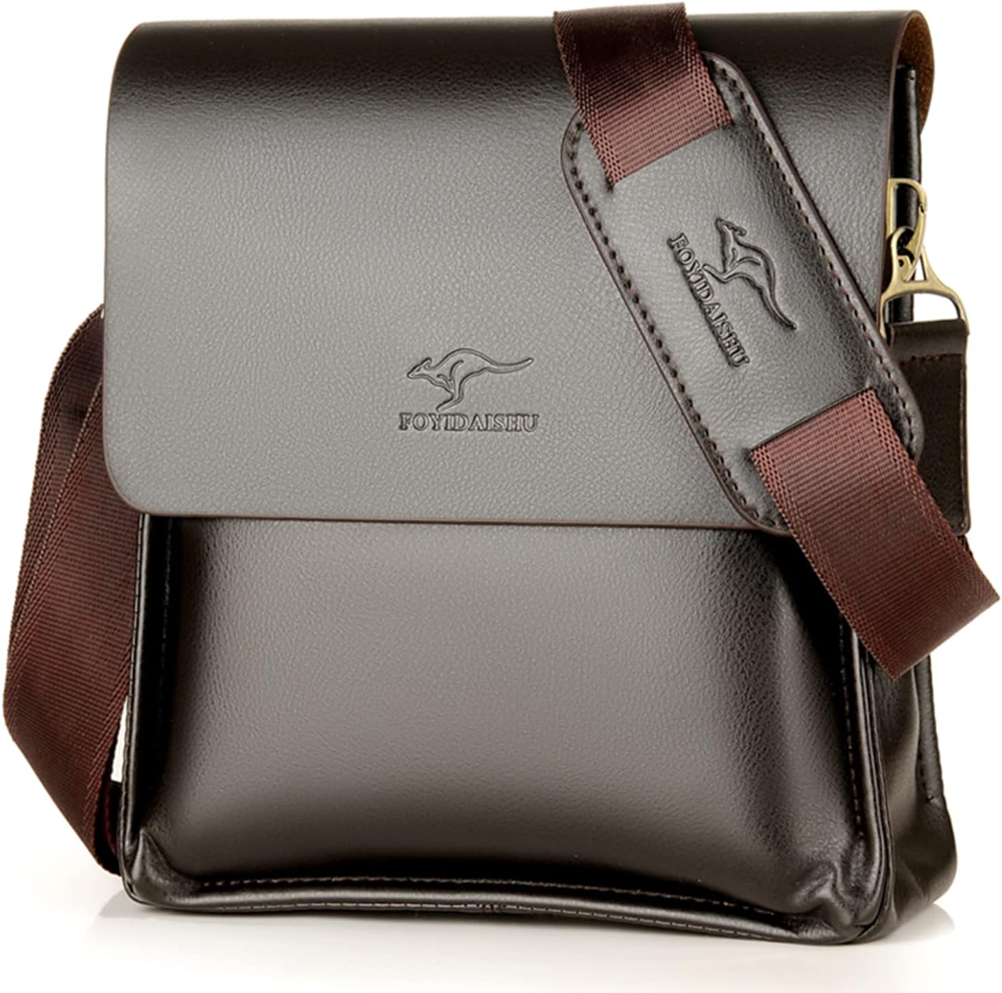 Leather Messenger Sling Crossbody Shoulder Bag for Men Travel Work Business Magnetic Buckle Adjustable straps