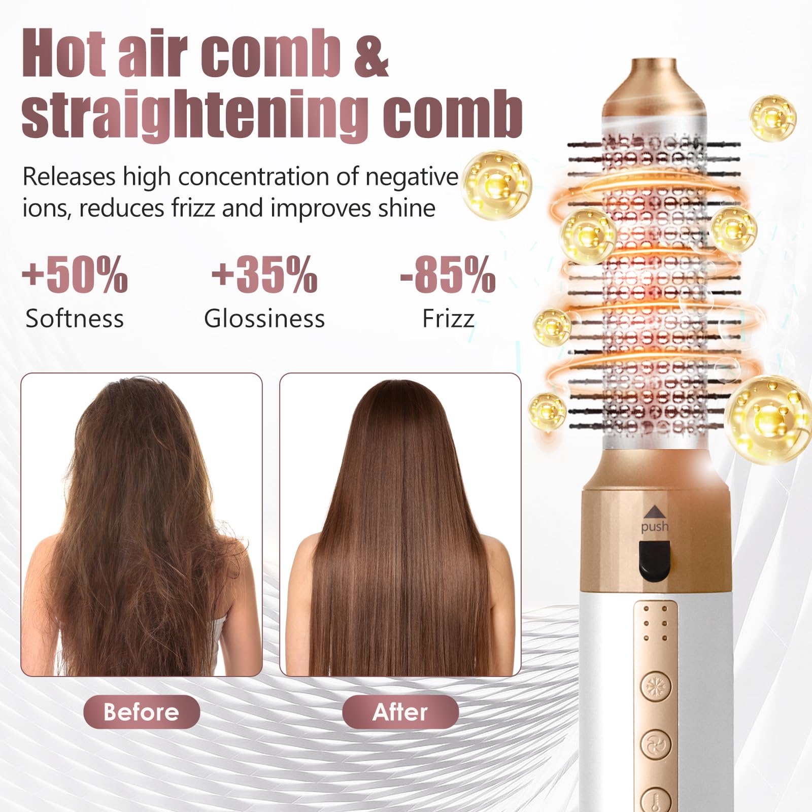 Cepillo Secador De Pelo, Air Styler 5 en 1, Cepillo de Aire 1350W | Cepillo de Aire Caliente 110000 RPM, Multifuncional Modelador, Cepillo alisador pelo para Volumen/Doblar/Suavizar/Secar