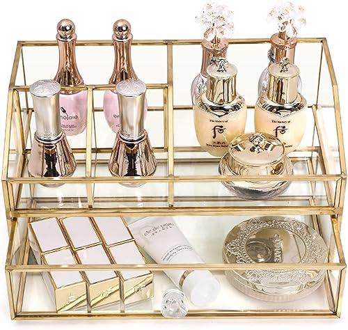 Miniatura 2 de Soporte para brochas de maquillaje de cristal, organizador de brochas de maquillaje, caja de exhibición de joyas, elegante organizador de maquillaje