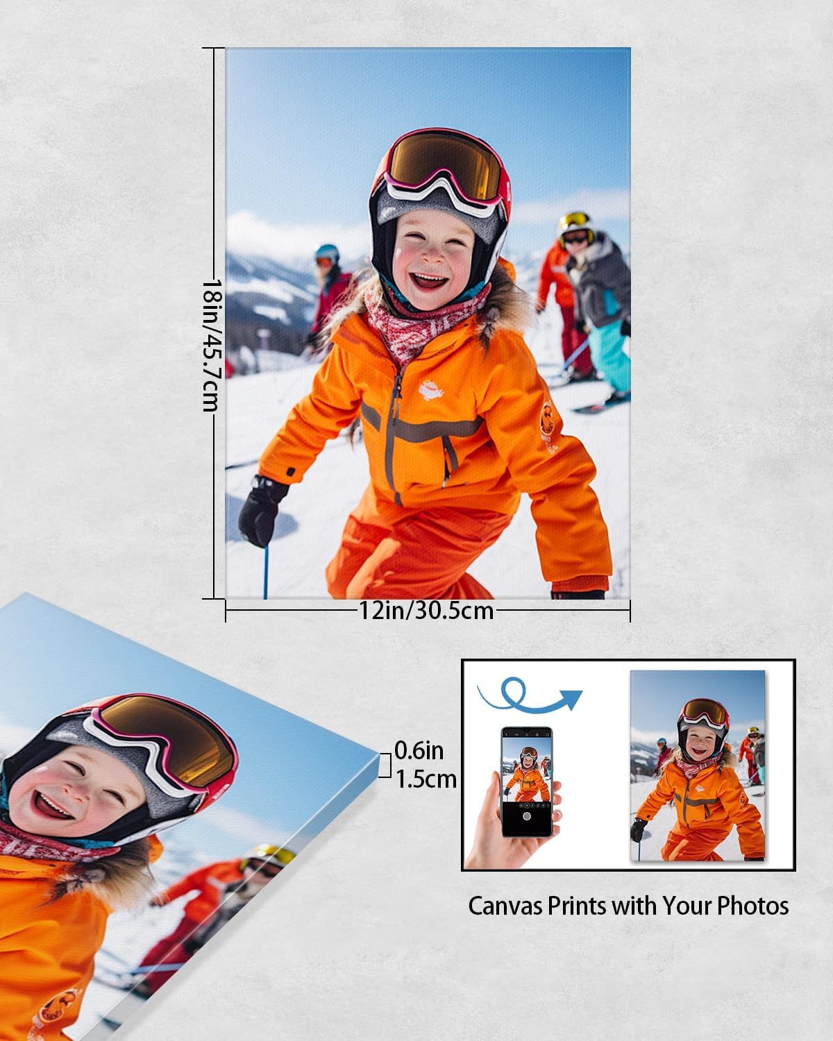 AbcCustomize Canvas Prints with Your Photos, Ship Next Day Custom Canvas Prints for Living Room, Bedroom, Home Decor, Personalized Gifts for Family, Friends, Anniversaries, Ready to Hang