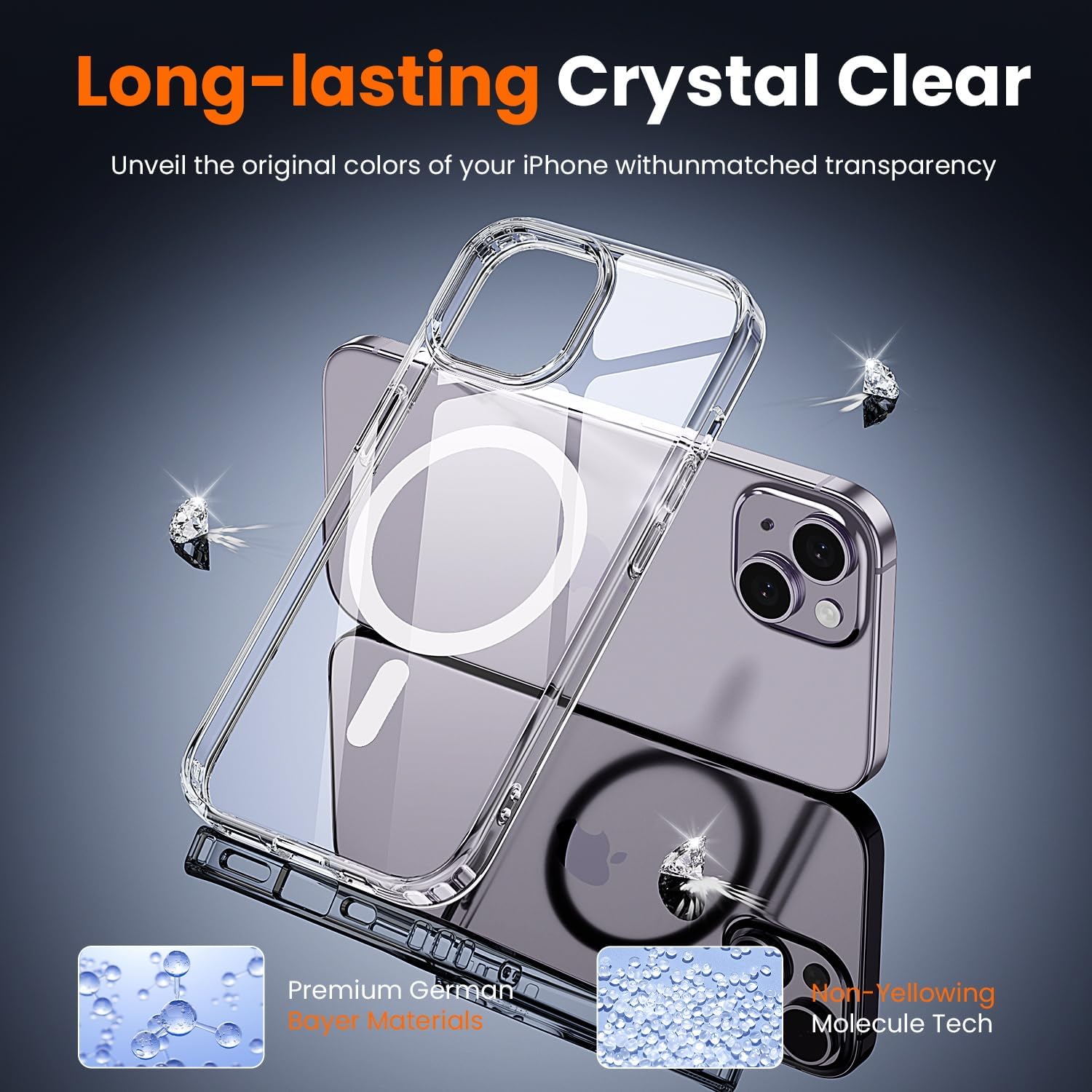 3 in 1 for iPhone 14 Case Clear with MagSafe, Not Yellowing, Screen Protector*1 Camera Lens Protector*1, Military-Grade Protection for iPhone 14 Phone Case 6.1 inch Clear - Image 5