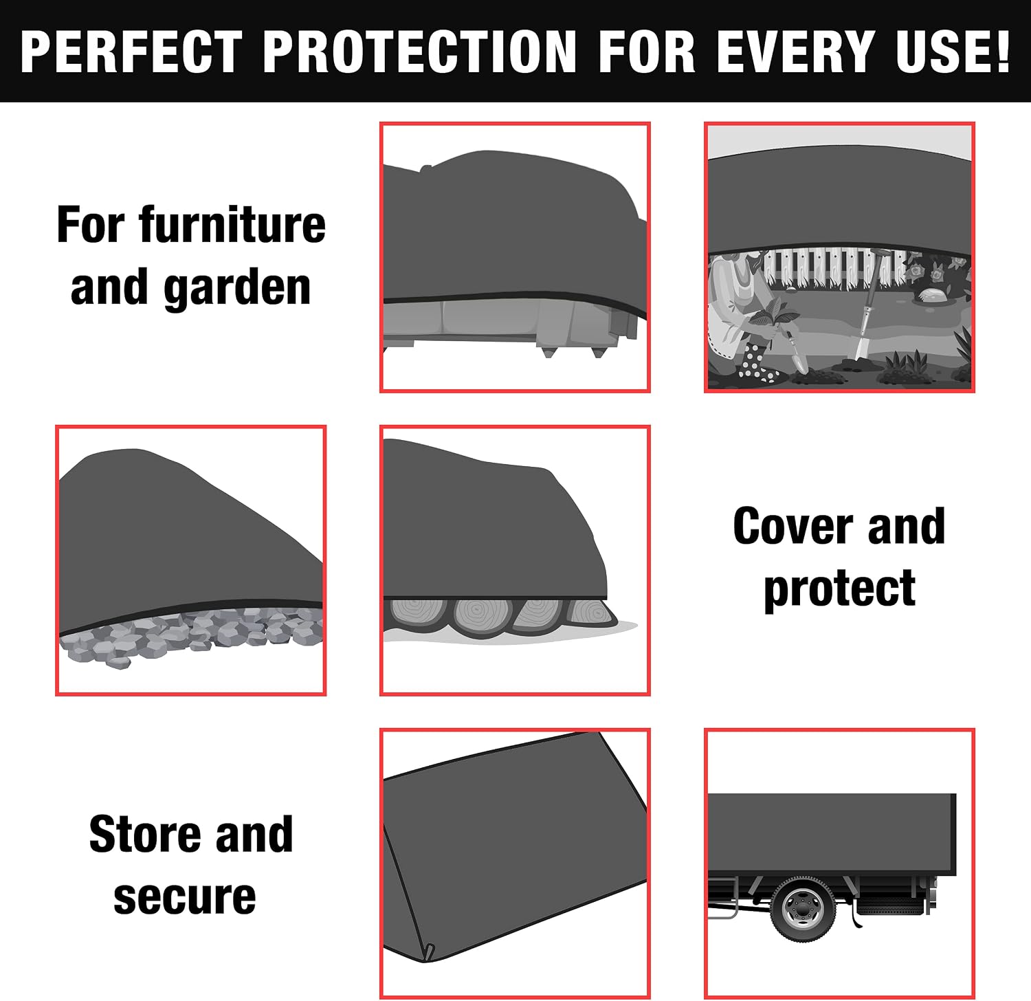 MYPURECORE Grey Tarpaulin, Waterproof & Heavy Duty 200 GSM Tarp, Large, Durable Tarp for Car Garden, Home, UV, Dust, Rain - Image 5