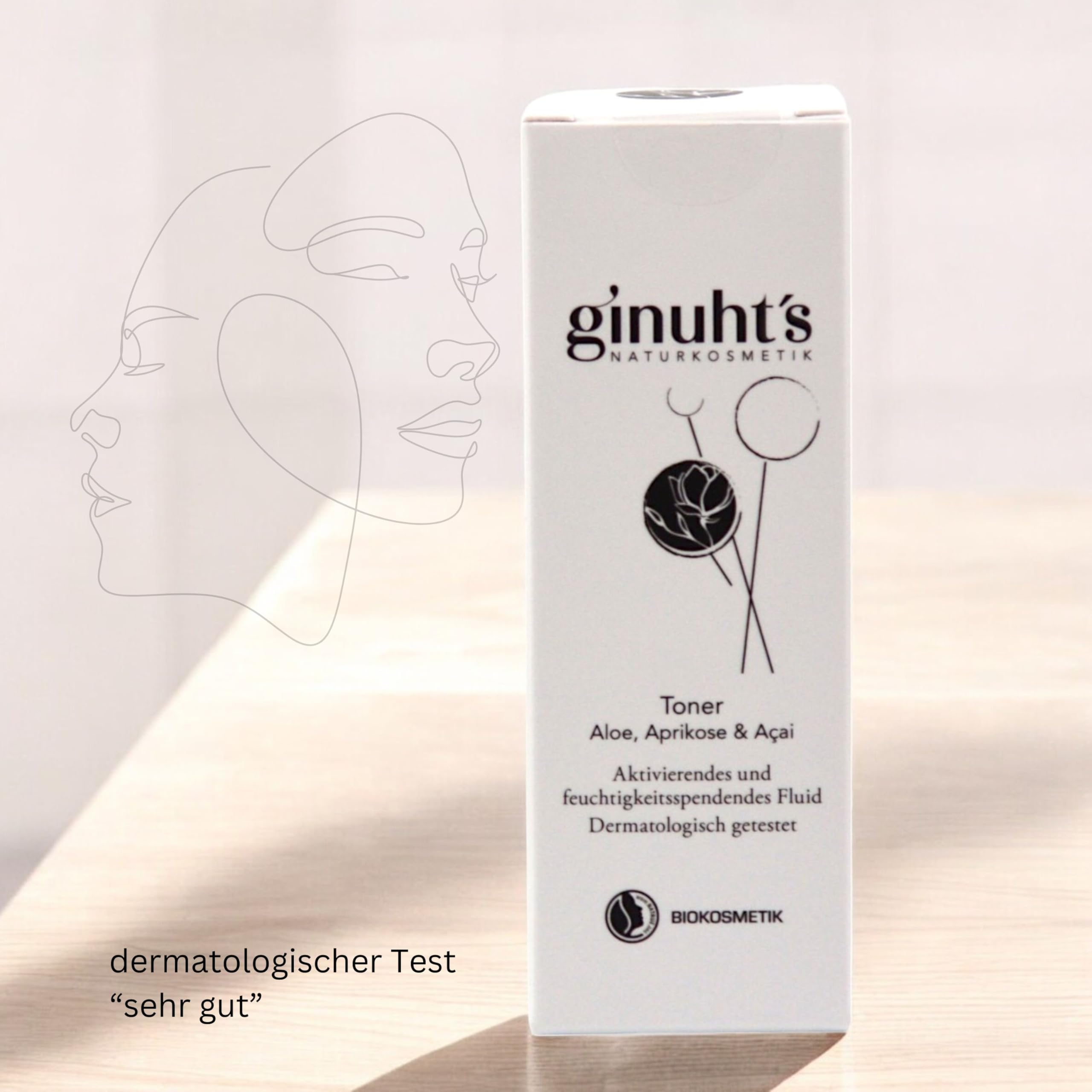 ginuht´s NATURKOSMETIK Gesichtstoner 100% Bio regenerierend & hautstraffend | Toner für alle Hauttypen | Aktivierendes Fluid mit Aloe Vera, Aprikose & Açai (50ml)