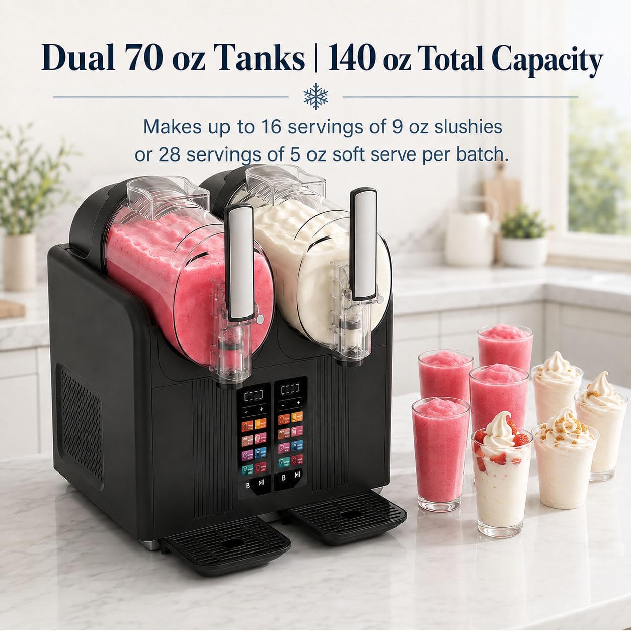 Máquina para Granizados Y Helados 2 En 1 Black | 7 Modos Preestablecidos Doble Depósito Autolimpieza