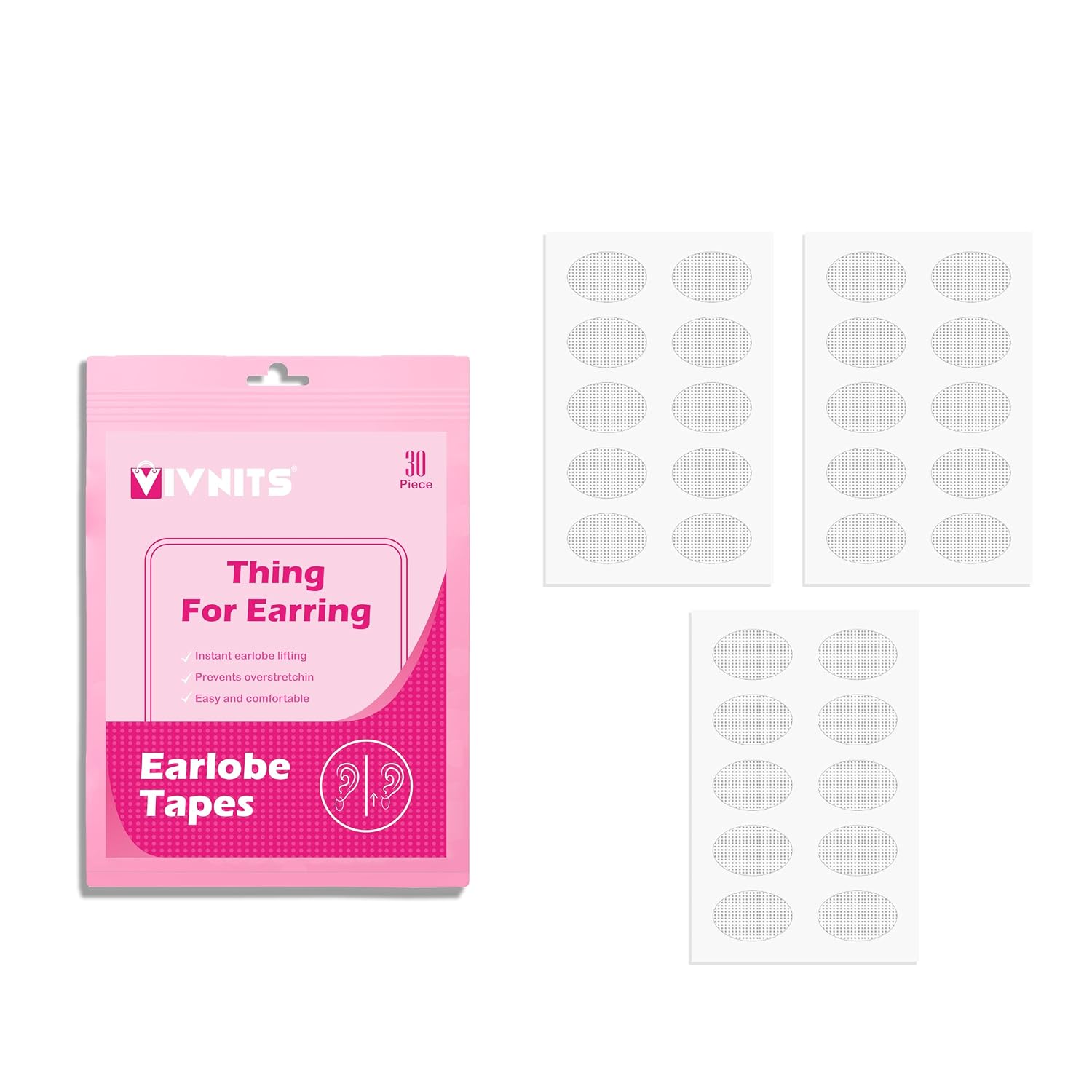VIVNITS Invisible Ear Lobe Support for Earrings Earlobe Tapes and Stickers Earring Supporter for Heavy Earrings Support Pa...