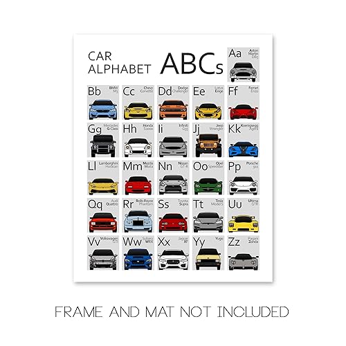 Miniatura 2 de ABC Car Poster - Handmade Print of A to Z - 8x10" Satin Print (Unframed) - Perfect Gift for Car Enthusiast