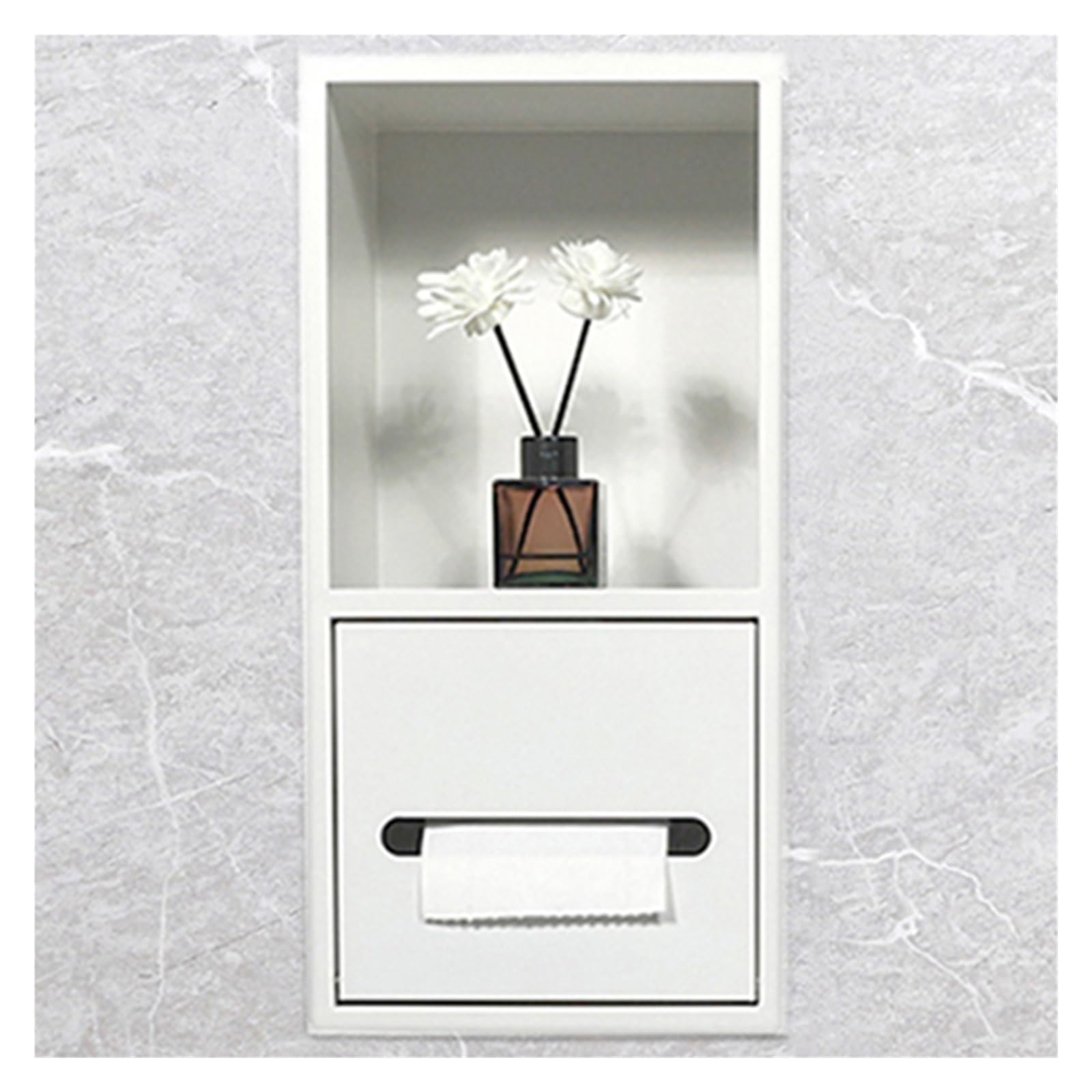 QUSYZD Stainless Steel Shower Nich, Recessed Shower Niche Trash Can Holder, Built-in Shampoo Storage Shelf for Bathroom Storage/Shampoo/Toiletries,Grey-40x86x14cm,White-20x40x14cm/7.87x15.74x5.51in
