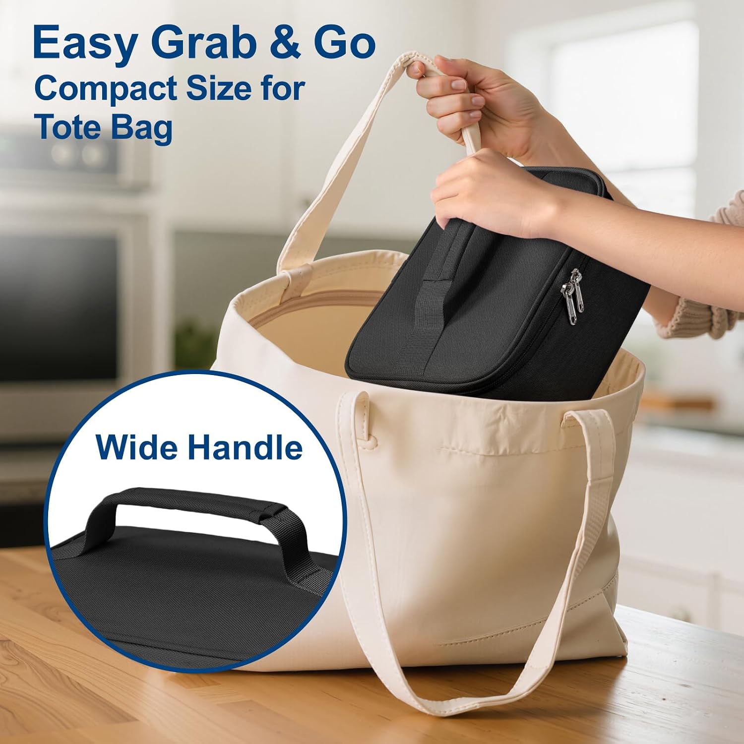 Bagseri Small Insulated Lunch Bag with Ice Pack - 4L Lunch Box, Black