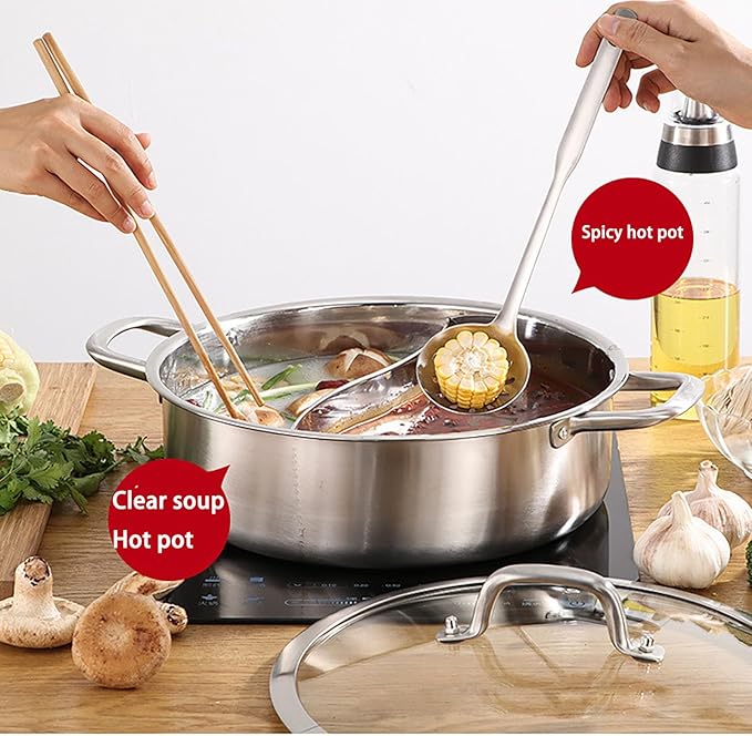 Olla Shabu Shabu de Acero Inoxidable 304 con División, 30 cm miniatura 7