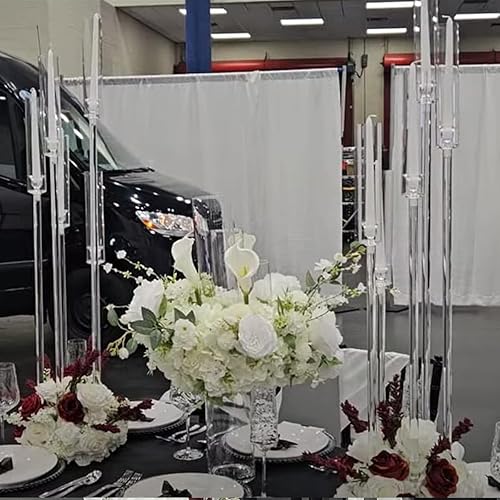 Miniatura 6 de Candelabro de piso de 5 brazos, candelabro acrílico para centro de mesa de boda, candelabros transparentes altos para ceremonia, fiesta de