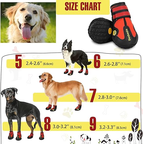 Miniatura 2 de DcOaGt Zapatos para perros grandes, 4 botas antideslizantes para perros y protectores de patas para pavimento caliente, nieve, senderismo, caminar,
