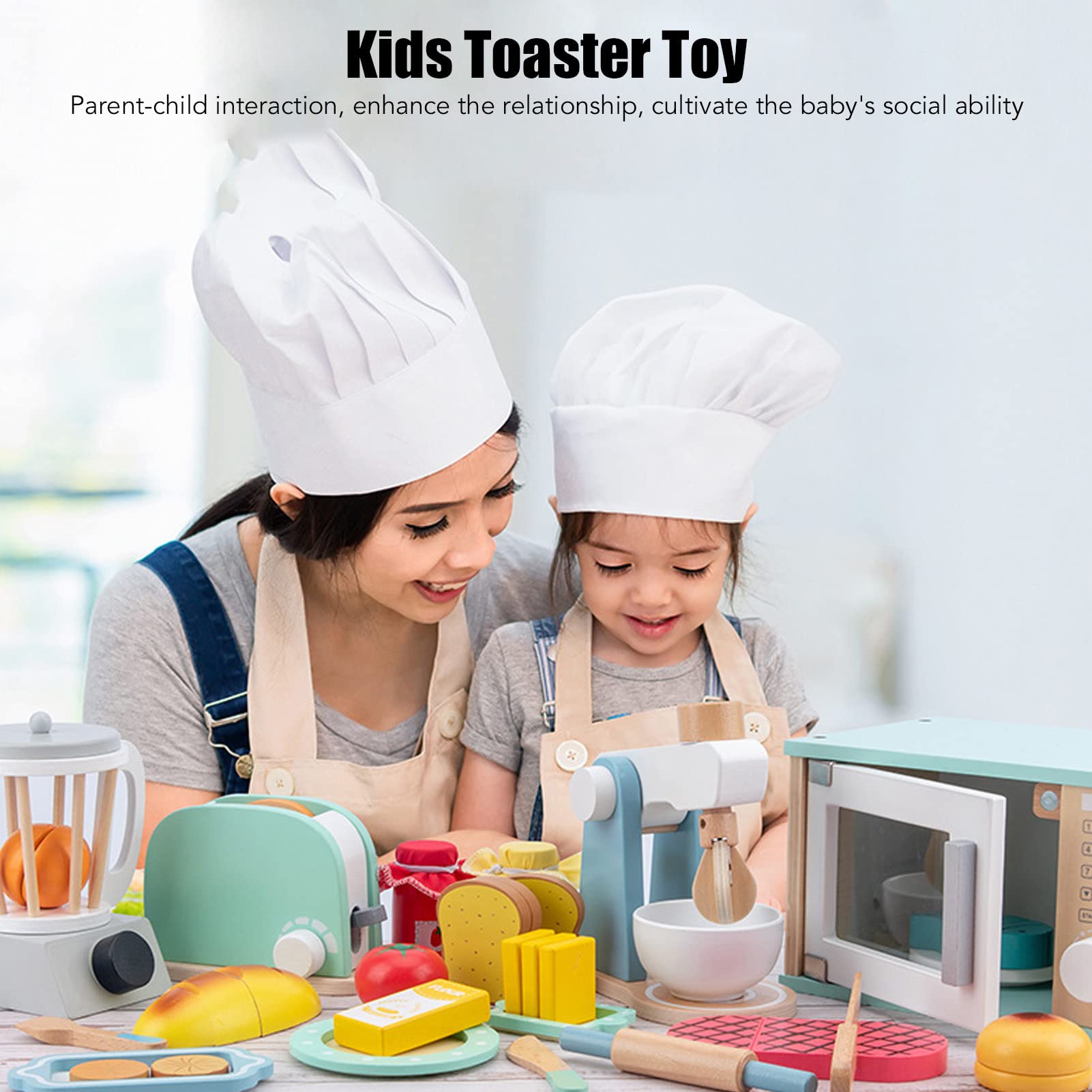 Jouet Grille-pain En Bois Pour Enfants - Avec Pain Pop-up, Beurre, Couteau, œuf - Jeu De Simulation Cuisine Montessori