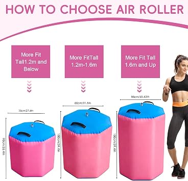 Gymnastics Air Roller, Inflatable Air Barrel Tumbling Mat with Pump, Back Handspring & Backbend Trainer, Octagon Gymnastics Training Equipment for Yoga, Home, Gym, Cheerleading