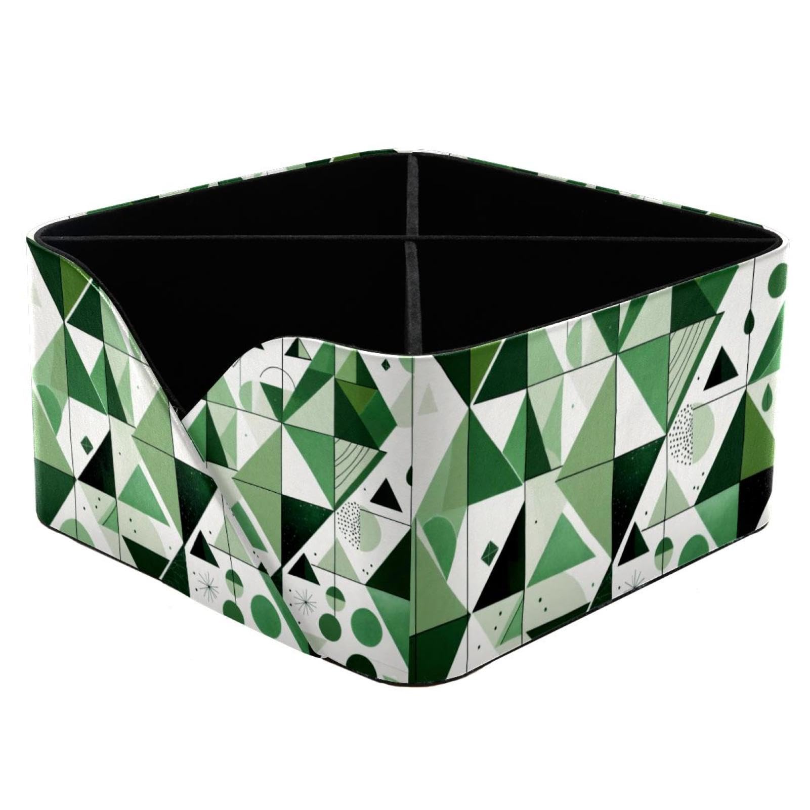 Porte-stylo rectangulaire vert et organisateur de bureau géométrique pour papeterie