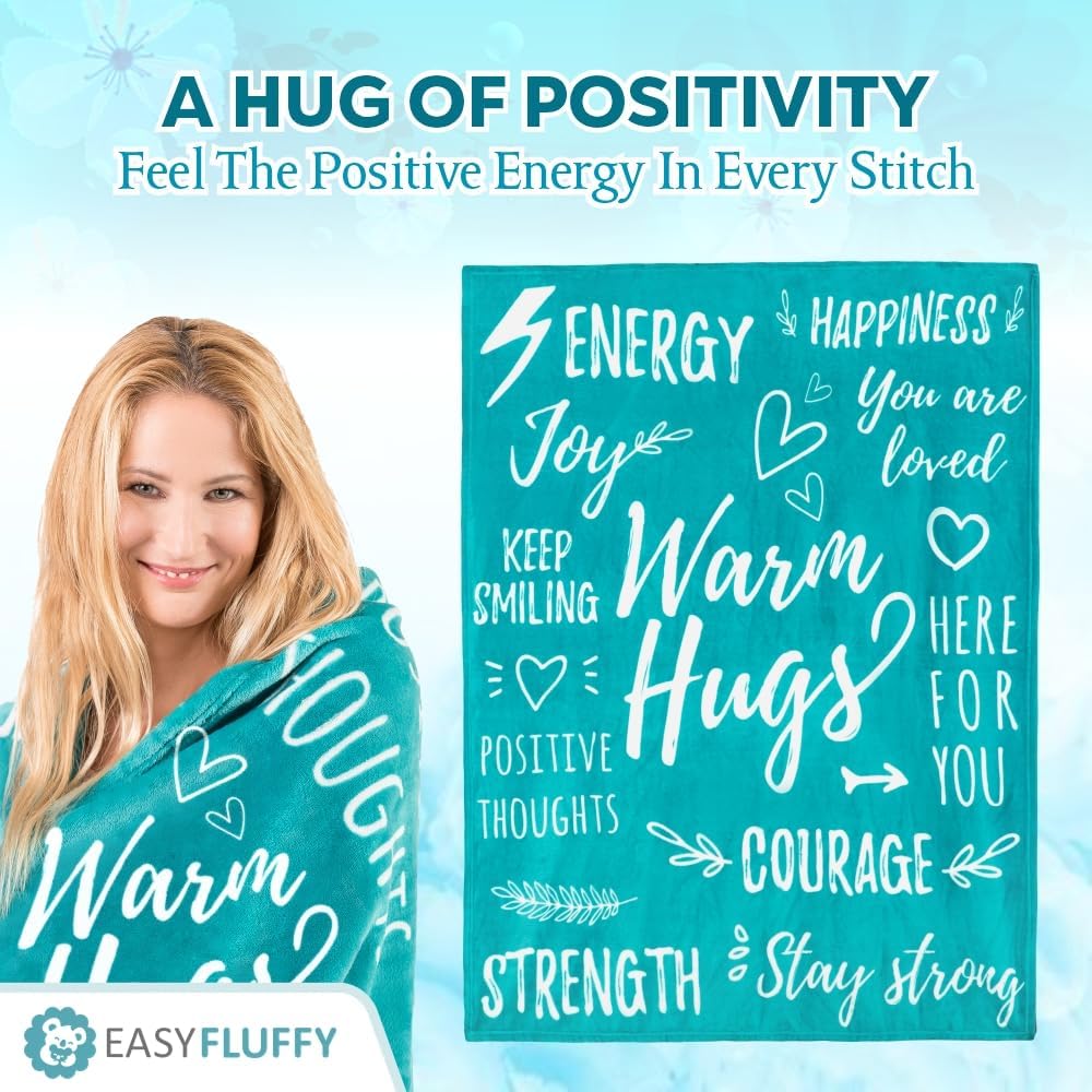 Get Well Gift for Women & Men - Super Soft Hug Blanket with Inspirational Words - Healing Blanket Care Package Comforting Gift During Hard Times - 50"x 60" (Teal) - Image 3