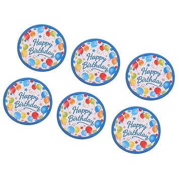 NANDY Colorful Balloon Star Pattern Girls Boys Birthday 6pcs Paper Plates 18cm Round Plates Party Tableware Decorations