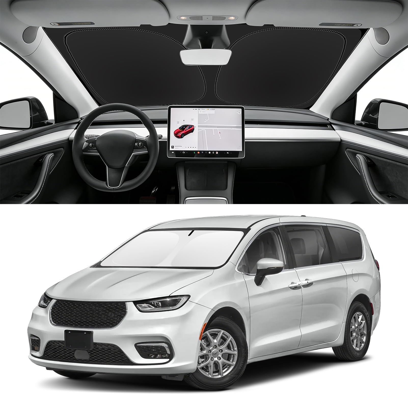 Custom Fit Windshield Sun Shade for Chrysler Pacifica 2017-2027