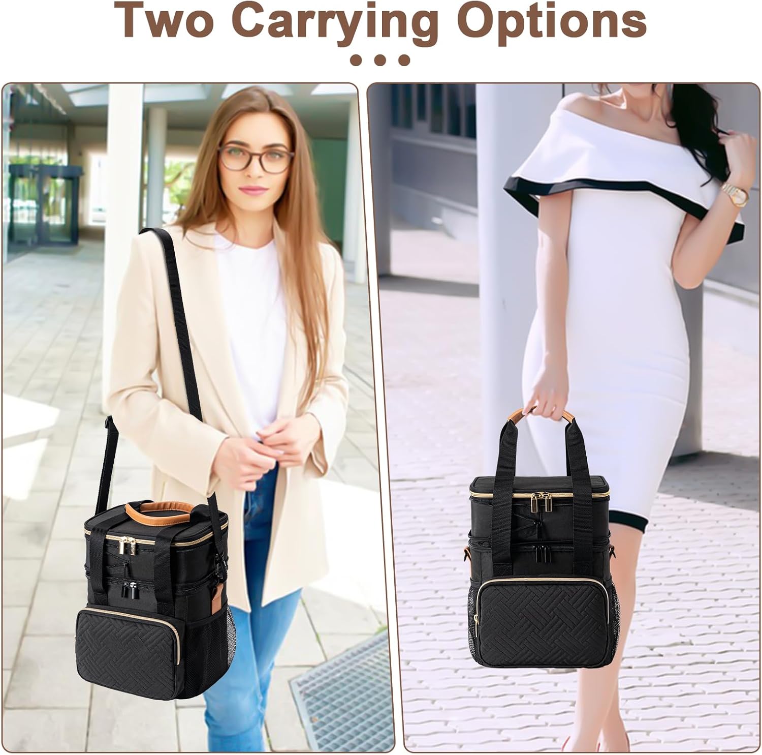 Breastmilk Cooler Bag with Ice Pack Fits 6 Baby Bottles Up to 9 Ounce, Expandable Double-layer Leak-Proof Cooler Bag with Shoulder Strap for Nursing & Working Mom, Black - Image 7