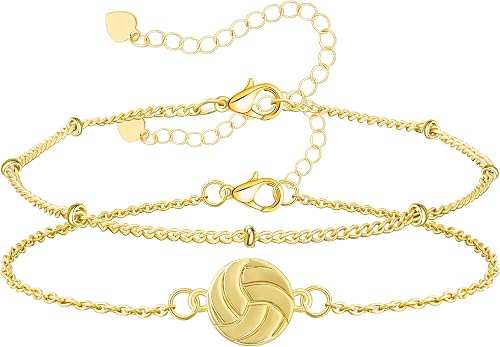 KYROVIA Volleyball/Soccer/Softball/Basketball Football Bracelet for Women Layere