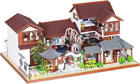 Amazon Co Jp ミニチュアドールハウスキット Diy 自己組織化 古代のスタイル 木製 ドールハウスミニチュアモデル Ledライト付き 高度なシミュレーション クリエイティブ タイニーハウスキット 意味のある贈り物 大人用 十代の若者たち 室内装飾 おもちゃ