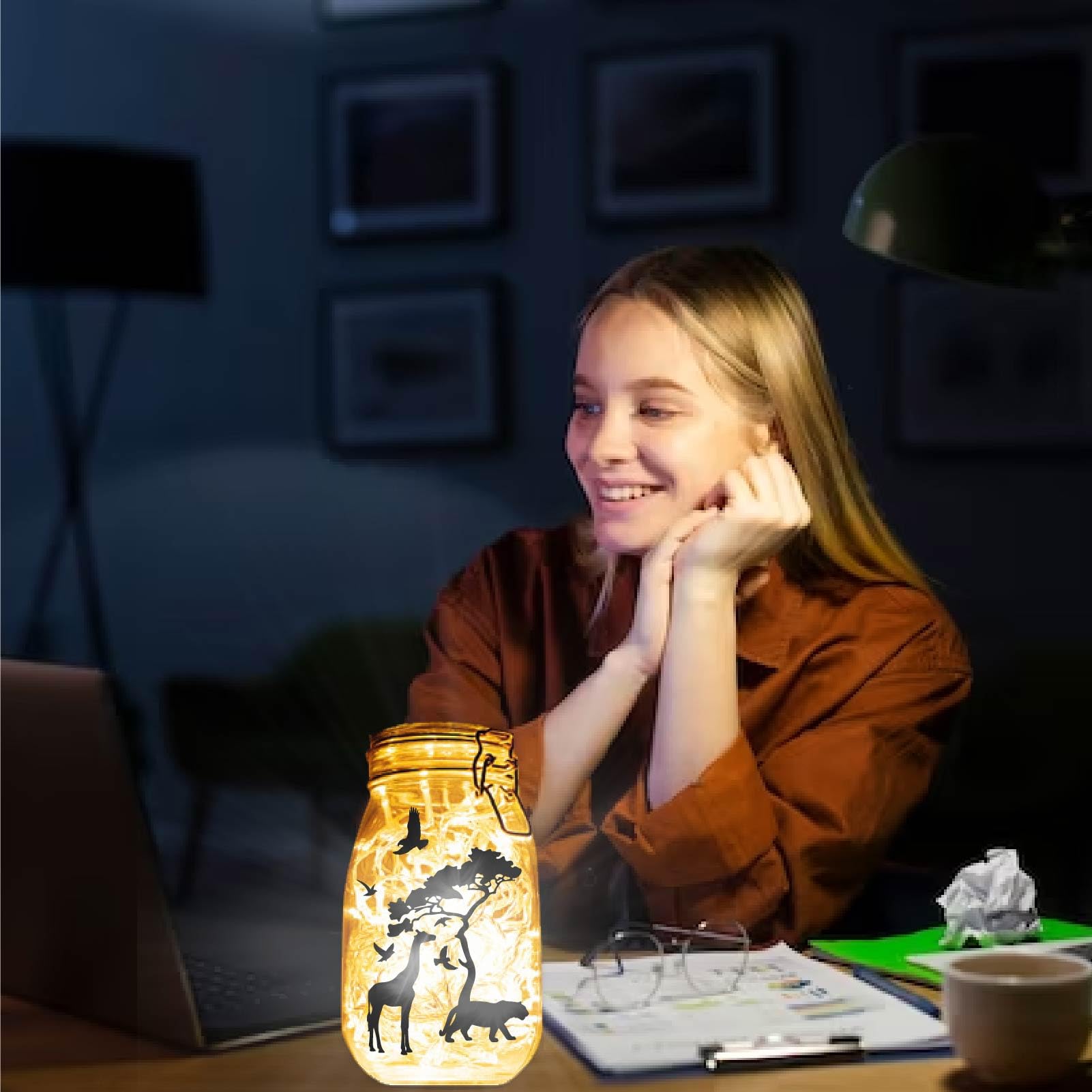 12 Autocollants Silhouettes Pour Pots Mason - Motifs Nuage, Soleil, Lune, étoiles - En PVC, Imperméables, Déco DIY - 11