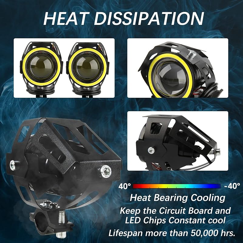 DREAMIZER Motoros Első Fényszóró Angyal Szem DRL Világítással - 12/24V Vízálló Ködlámpa R1200GS Kompatibilis ATV UTV Terepjárókhoz