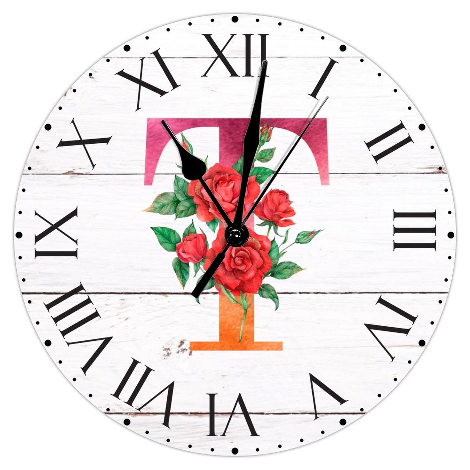 Horloge murale alphabet T rouge pour décoration de bureau