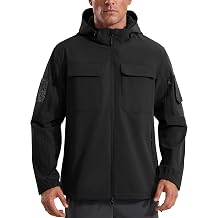 FREE SOLDIER Mens Waterproof Softshell Jacket Fleece Lined Outdoor Jacket Tactical Military Hoodie Windbreaker