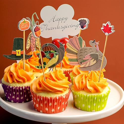 Miniatura 4 de Meanplan 100 palillos de cóctel de Acción de Gracias, palillos de dientes de otoño de Acción de Gracias, hojas de arce de bambú, bellotas de