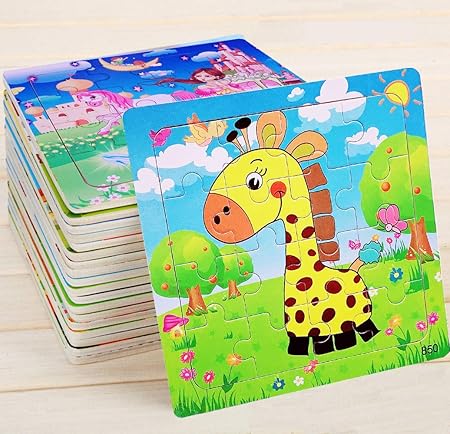 Amazon パズル 知育おもちゃ 木製パズル モンテッソーリ教育おもちゃ Bacolos 木のおもちゃ 動物形状パズル 10枚セット 16ピース ジグソーパズル 知育おもちゃ ６歳以上対象 木製パズル おもちゃ